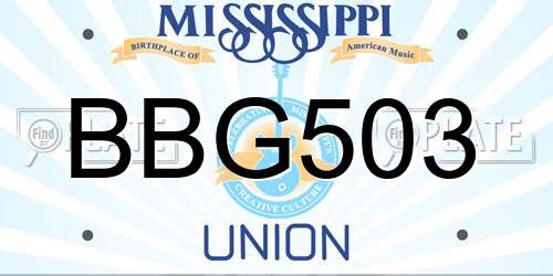 BBG503 Mississippi License Plate