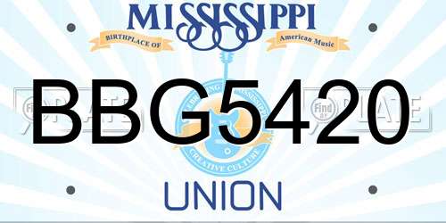 BBG5420 Mississippi License Plate