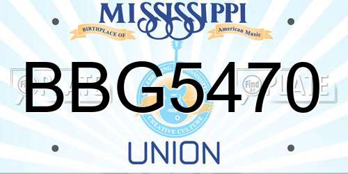 BBG5470 Mississippi License Plate