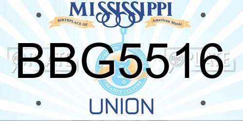 BBG5516 Mississippi License Plate