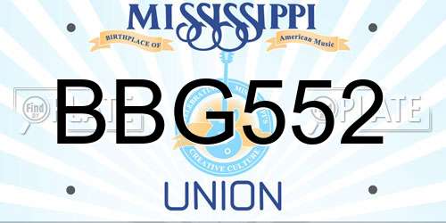 BBG552 Mississippi License Plate