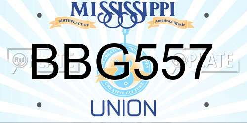 BBG557 Mississippi License Plate