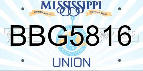 BBG5816 Mississippi License Plate