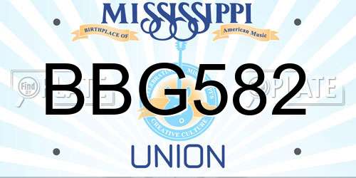 BBG582 Mississippi License Plate