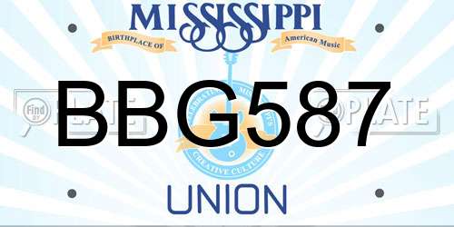 BBG587 Mississippi License Plate