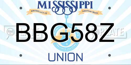 BBG58Z Mississippi License Plate
