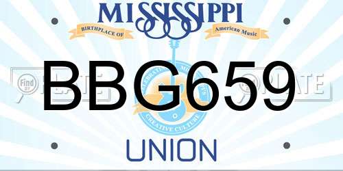 BBG659 Mississippi License Plate