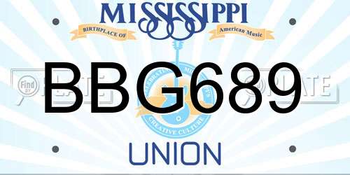 BBG689 Mississippi License Plate
