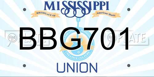 BBG701 Mississippi License Plate