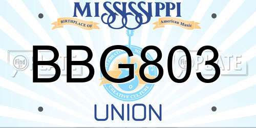 BBG803 Mississippi License Plate