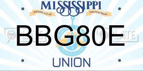 BBG80E Mississippi License Plate