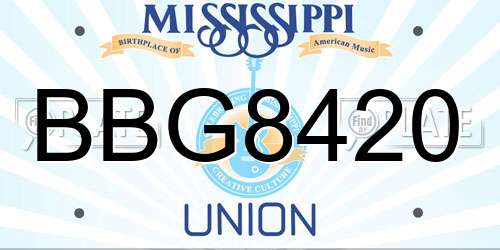 BBG8420 Mississippi License Plate