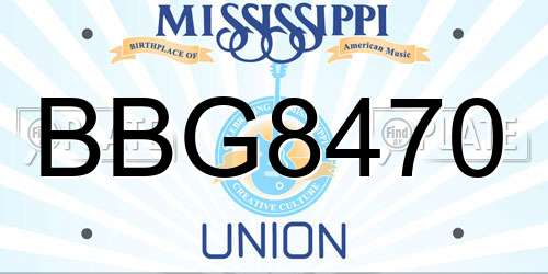 BBG8470 Mississippi License Plate