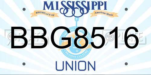 BBG8516 Mississippi License Plate