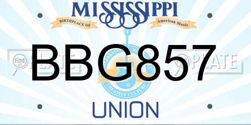 BBG857 Mississippi License Plate