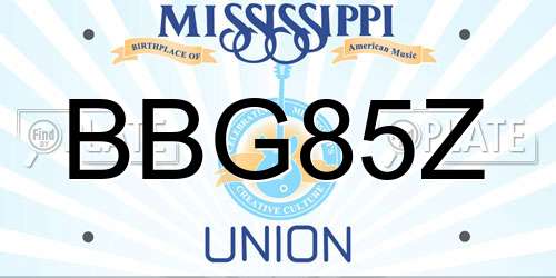 BBG85Z Mississippi License Plate