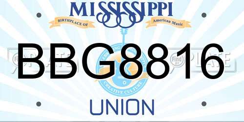 BBG8816 Mississippi License Plate