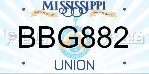 BBG882 Mississippi License Plate