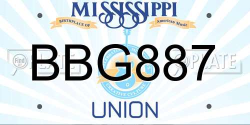 BBG887 Mississippi License Plate