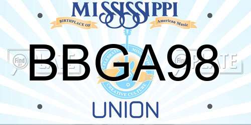 BBGA98 Mississippi License Plate