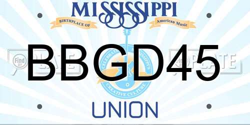 BBGD45 Mississippi License Plate
