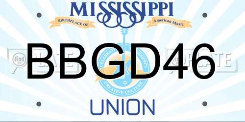 BBGD46 Mississippi License Plate