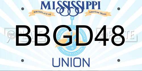 BBGD48 Mississippi License Plate