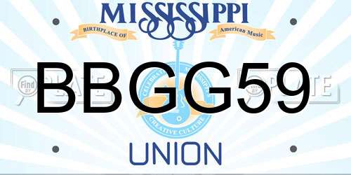 BBGG59 Mississippi License Plate