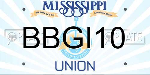 BBGI10 Mississippi License Plate