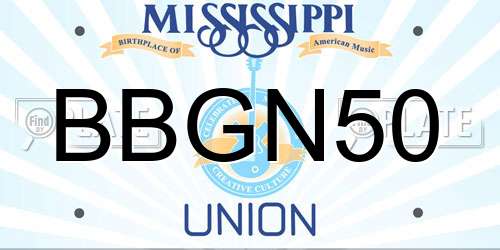 BBGN50 Mississippi License Plate