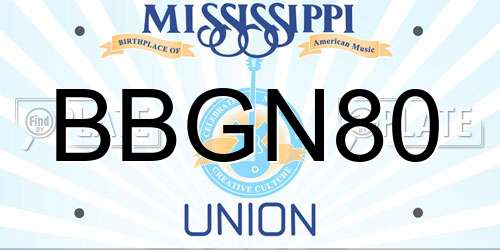 BBGN80 Mississippi License Plate