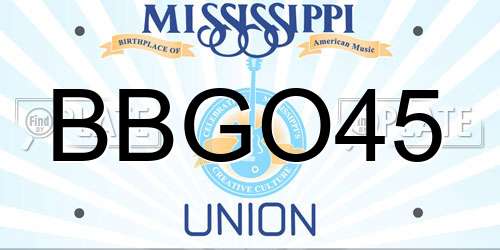 BBGO45 Mississippi License Plate