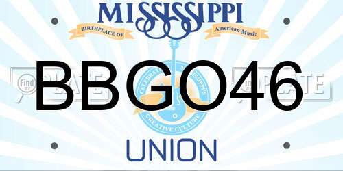 BBGO46 Mississippi License Plate