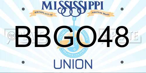 BBGO48 Mississippi License Plate