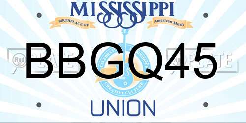 BBGQ45 Mississippi License Plate