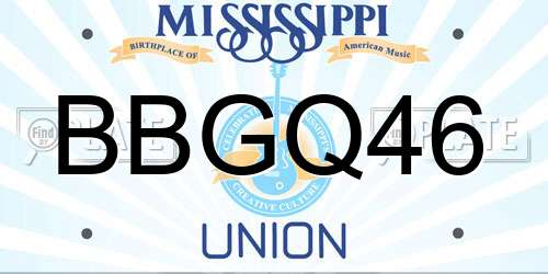 BBGQ46 Mississippi License Plate