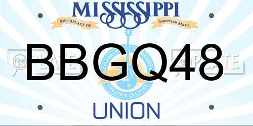 BBGQ48 Mississippi License Plate