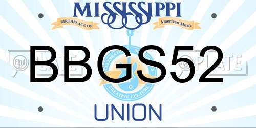 BBGS52 Mississippi License Plate