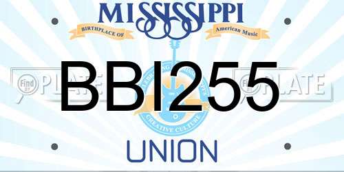 BBI255 Mississippi License Plate
