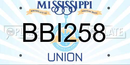 BBI258 Mississippi License Plate