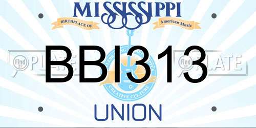 BBI313 Mississippi License Plate