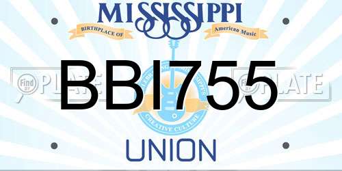 BBI755 Mississippi License Plate