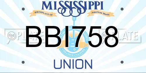 BBI758 Mississippi License Plate