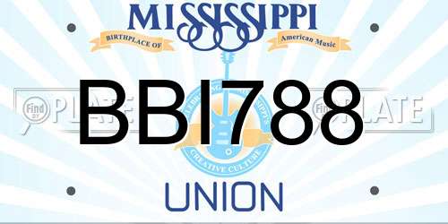 BBI788 Mississippi License Plate