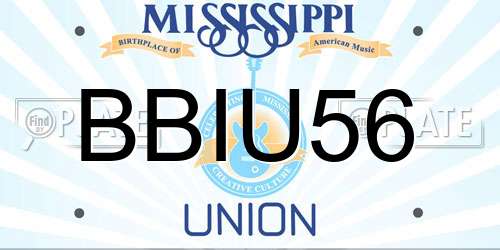 BBIU56 Mississippi License Plate