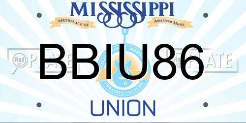 BBIU86 Mississippi License Plate