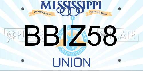 BBIZ58 Mississippi License Plate