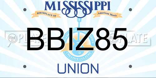 BBIZ85 Mississippi License Plate