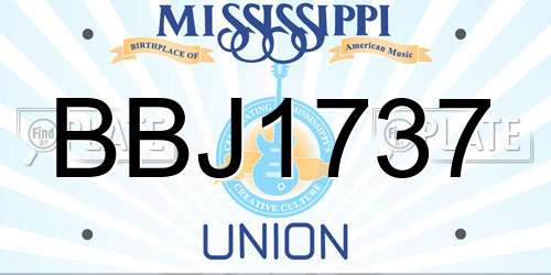 BBJ1737 Mississippi License Plate