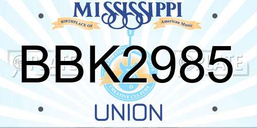 BBK2985 Mississippi License Plate